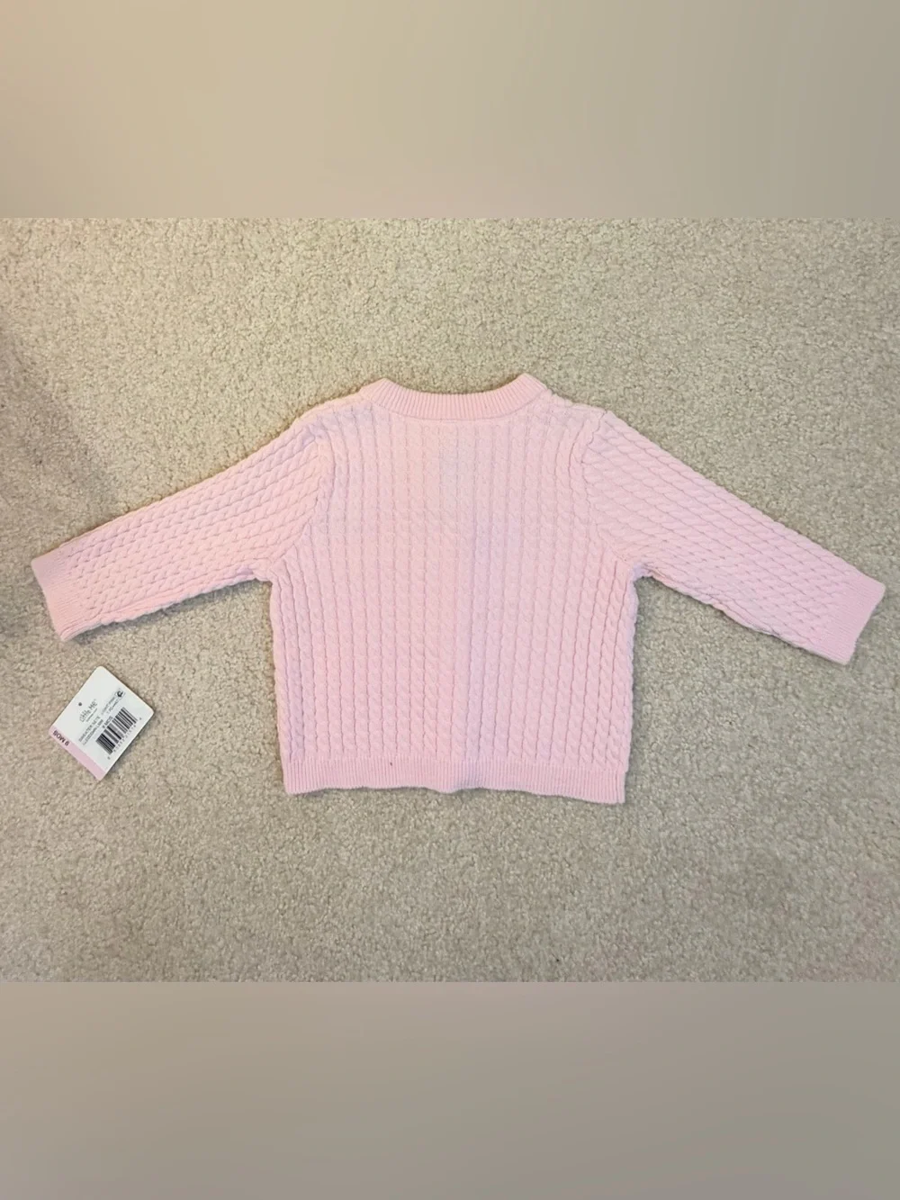 Little Me Baby Girl Pink Cable Knit Cardigan Sweater 9M NWT